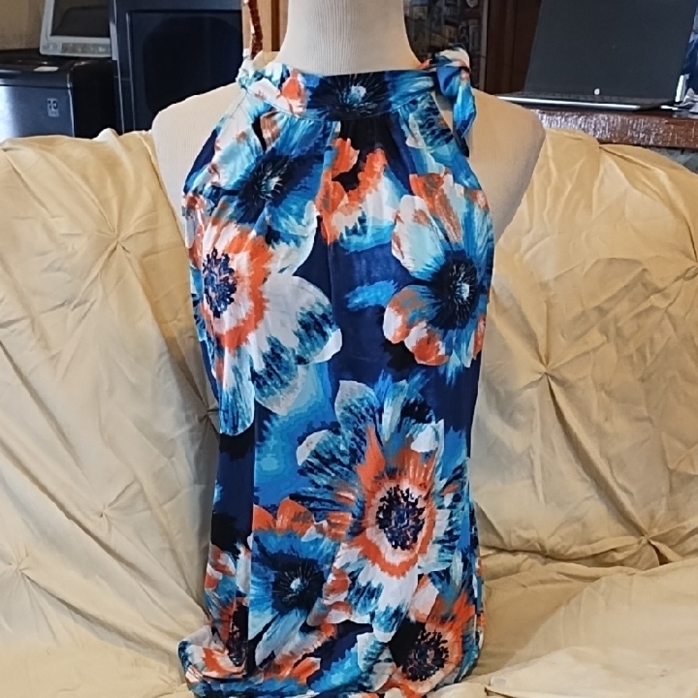 Style & Co. Blue Floral Halter Top